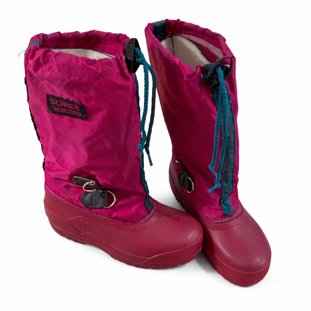 Vintage SOREL Kids Winter Boots Pink Size 1 Made in Canada Removable Felt Liners